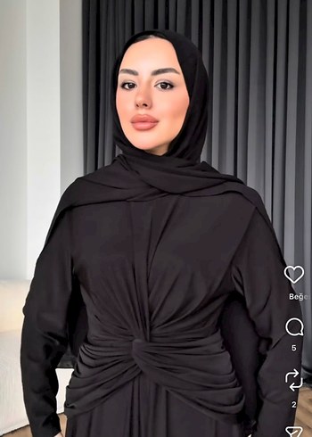 Siyah Uzun Drapeli sany Kadın Elbise - Görsel 4