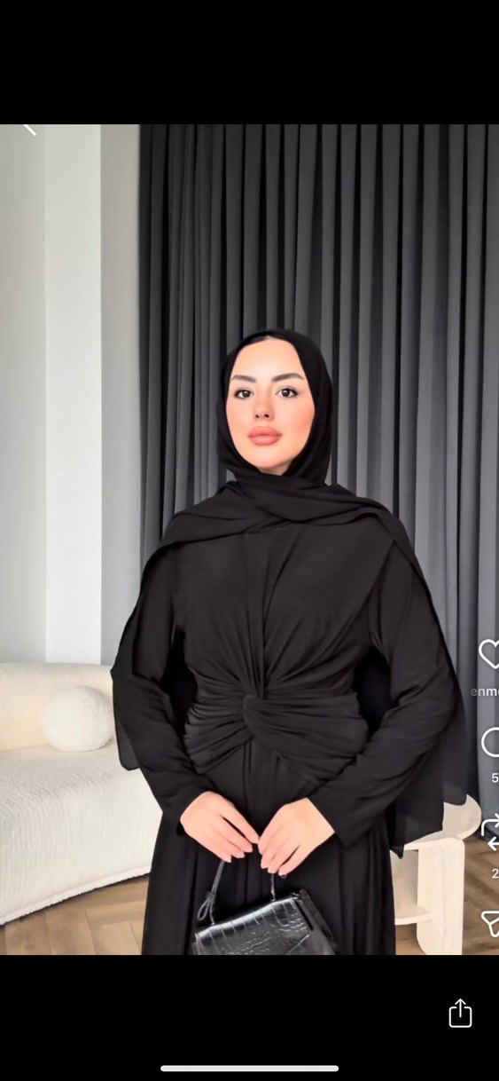 Siyah Uzun Drapeli sany Kadın Elbise - Görsel 2