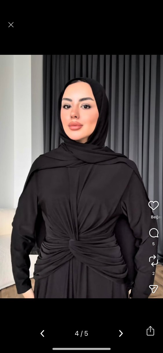 Siyah Uzun Drapeli sany Kadın Elbise - Görsel 4