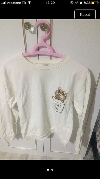 Kedi baskılı sweatshirt