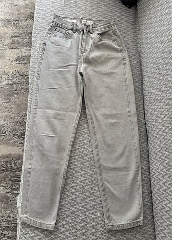Gri Midi Denim Kadın Kot Pantolon