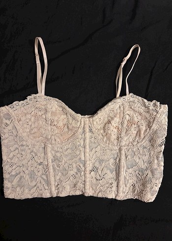 Bej Dantel İşlemeli Straplez Büstiyer - Görsel 2