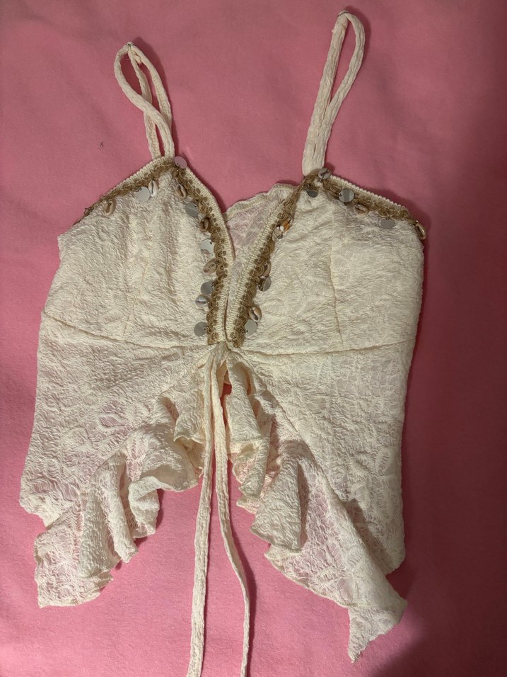 Dantel Detaylı Beyaz Bohem Midi Bustiyer - Görsel 2