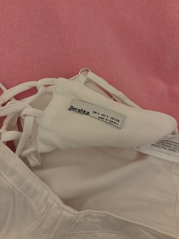 Beyaz Pamuklu V Yakalı Mini Bustiyer - Görsel 4