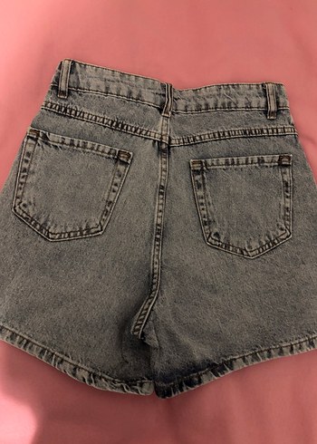 Gri Mini Jean Şort Etek - Görsel 3