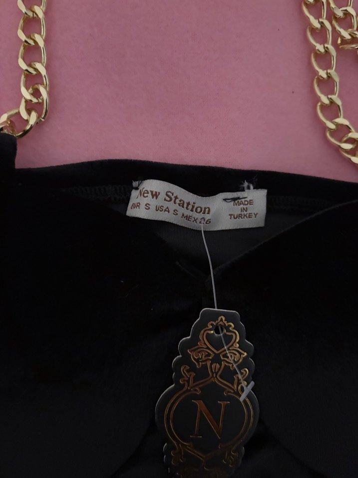 Zincir Detaylı Siyah Straplez Bustiyer - Görsel 3