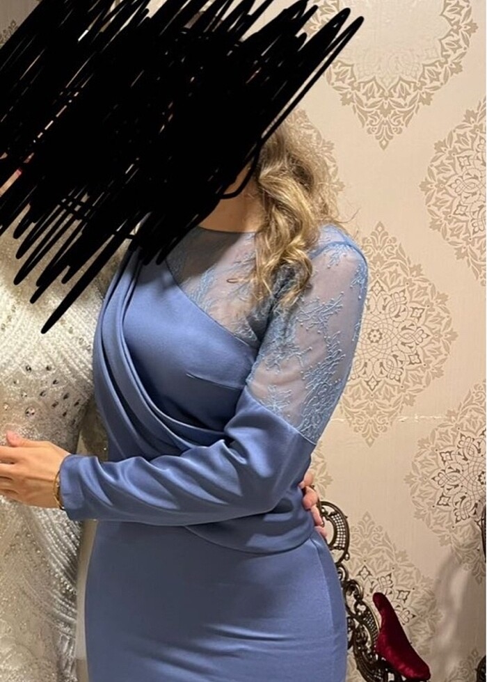 ŞIK DANTEL DETAYLI CENGİZ AKTÜRK GECE ELBİSESİ - Görsel 2