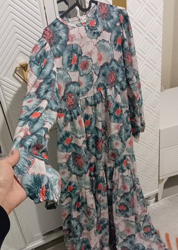 Uzun Kollu Bohem Renkli Uzun Elbise - Görsel 3