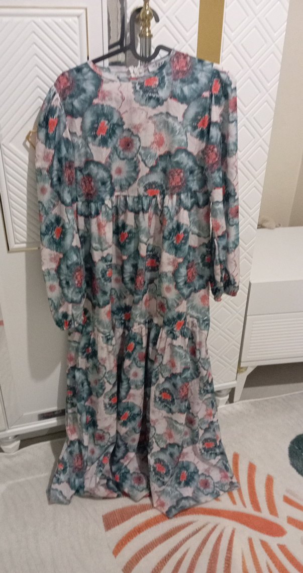 Uzun Kollu Bohem Renkli Uzun Elbise - Görsel 2