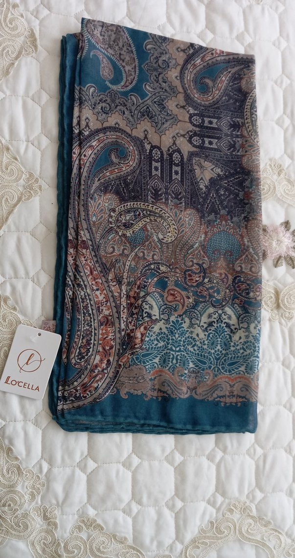 Lacivert Dantel Detaylı Bohem Şal - Görsel 2