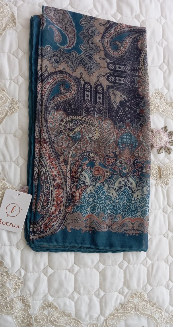 Lacivert Dantel Detaylı Bohem Şal - Görsel 3