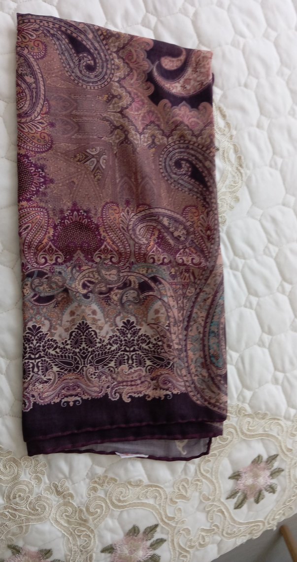 Bordo Dantel Detaylı Bohem Kadın Şal - Görsel 2