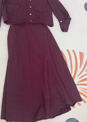 Bordo Uzun Kollu Bohem Uzun Elbise - Görsel 4