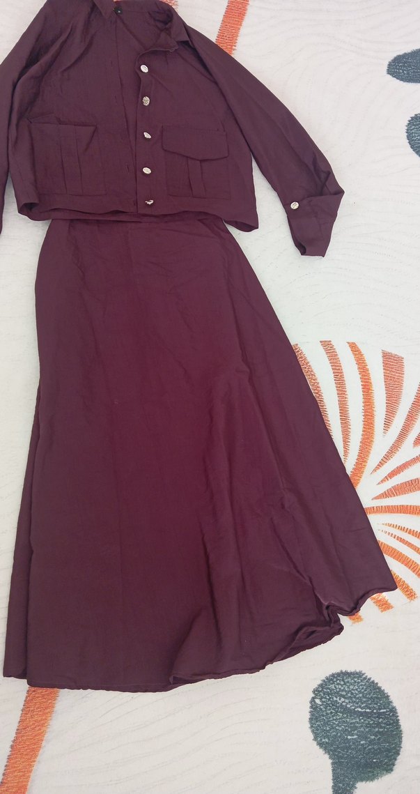 Bordo Uzun Kollu Bohem Uzun Elbise - Görsel 4