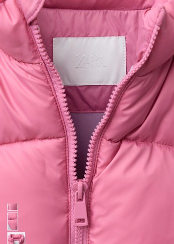 Pembe Kapitone Fermuarlı kıs çocuk Yelek - Görsel 2