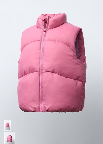 Pembe Kapitone Fermuarlı kıs çocuk Yelek - Görsel 4