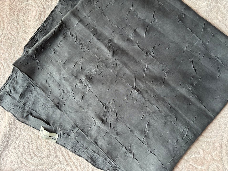 Gri Keten Kadın Pliseli Şal - Görsel 2