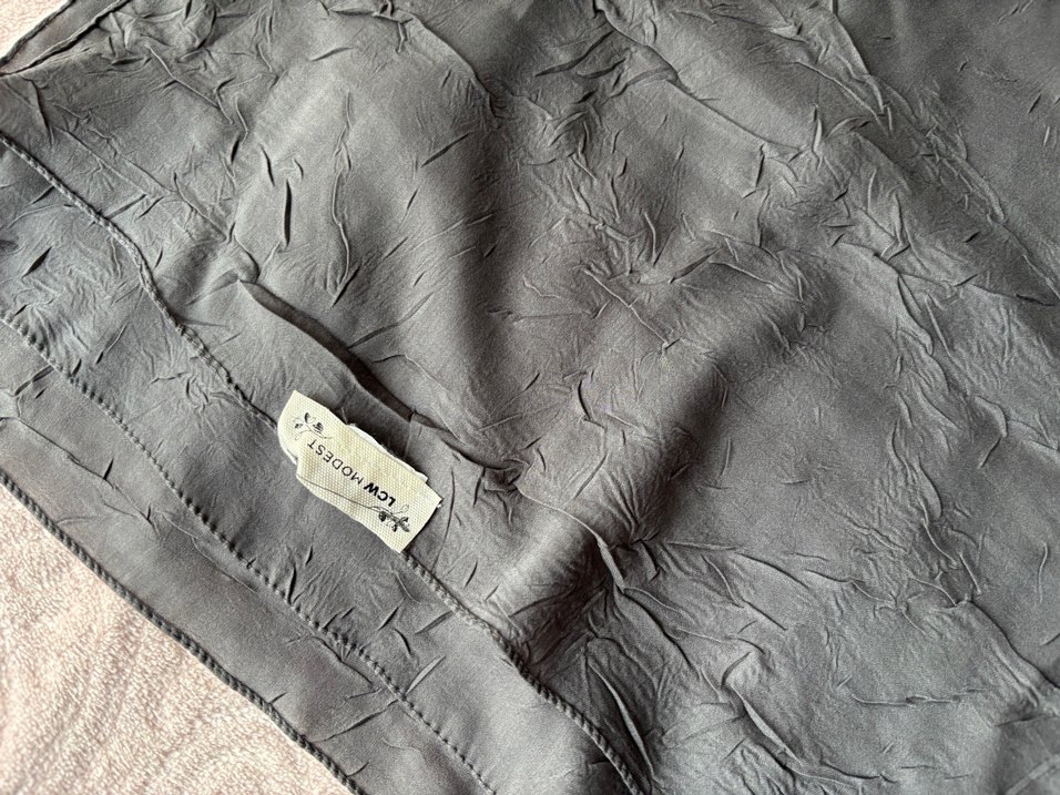 Gri Keten Kadın Pliseli Şal - Görsel 3