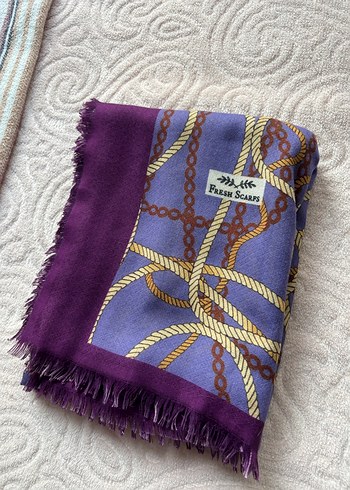 Püsküllü Mor Bohem Kadın Şal - Görsel 2