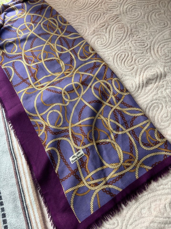 Püsküllü Mor Bohem Kadın Şal - Görsel 3