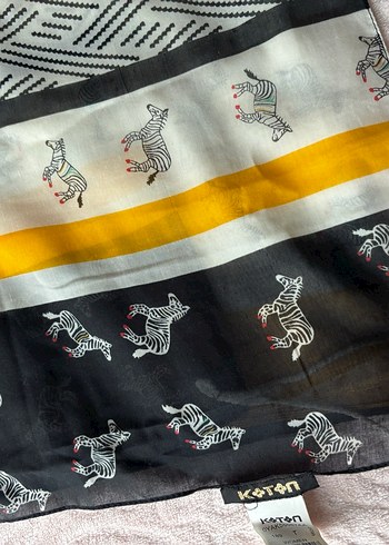 Bohem Tarz Gri Desenli Kadın Fular - Görsel 2