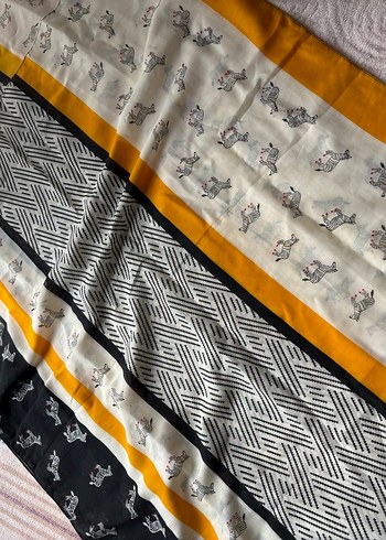 Bohem Tarz Gri Desenli Kadın Fular - Görsel 3