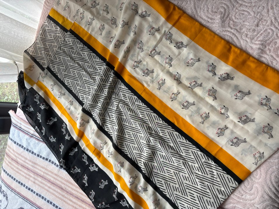 Bohem Tarz Gri Desenli Kadın Fular - Görsel 3