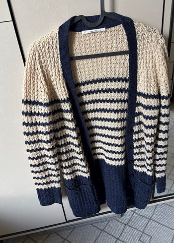 Bohem Tarzı Boğazlı Çizgili Kadın hırka - Görsel 3