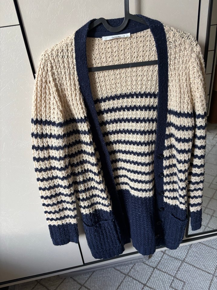 Bohem Tarzı Boğazlı Çizgili Kadın hırka - Görsel 3