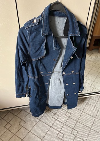 Kadın Lacivert Kemerli Denim Ceket - Görsel 2