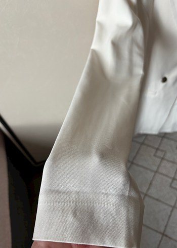 Kadın Beyaz uzun Kollu İpek Blazer Ceket - Görsel 2