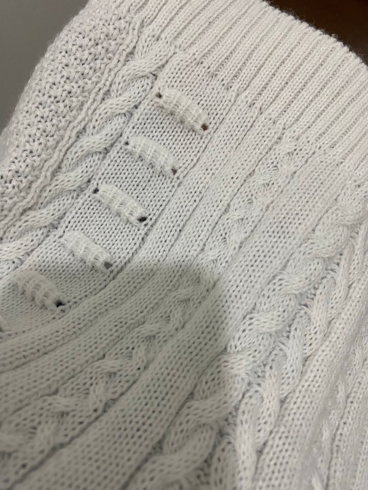 Beyaz Yüksek Yakalı Örgü Triko Süveter - Görsel 5