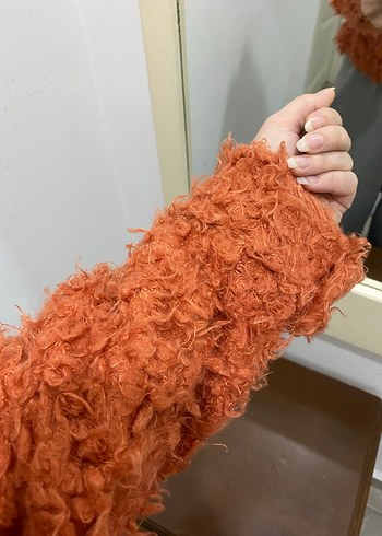 Kiremit rengi Peluş Salaş Kadın Ceket - Görsel 7