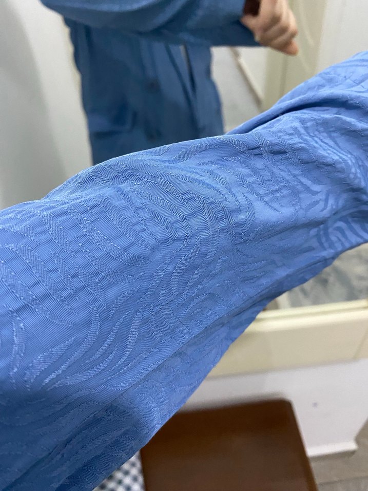 Düğmeli Mavi Denim Kadın Blazer - Görsel 3