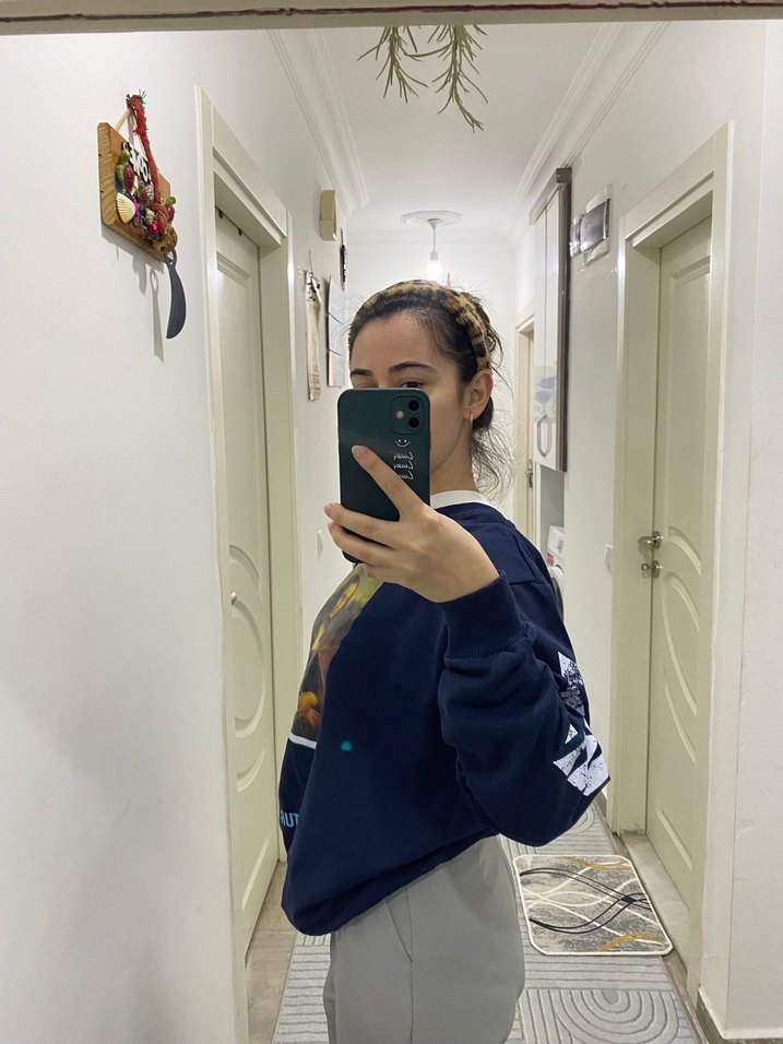 Lacivert Baskılı Kadın Sweatshirt - Görsel 2