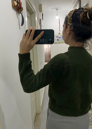 Kadın Haki Balıkçı Yaka Triko Kazak - Görsel 2