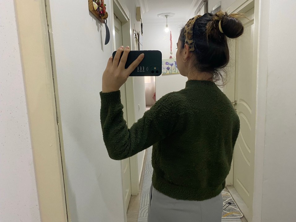 Kadın Haki Balıkçı Yaka Triko Kazak - Görsel 2