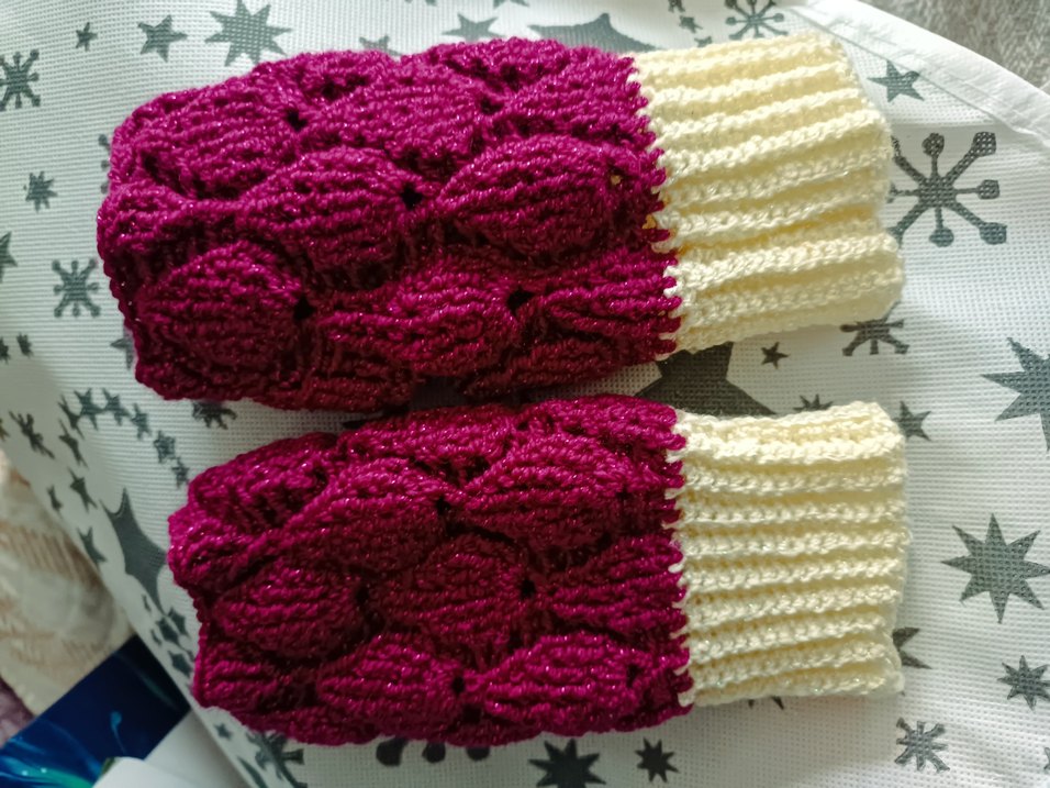 Bordo Örgü Bohem Kadın Eldiveni - Görsel 2