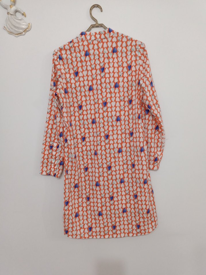 Renkli Bağlama Desenli Uzun Kollu Kadın Tunik - Görsel 5