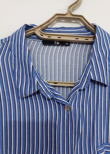 Mavi Çizgili Uzun Kollu Kadın Gömlek - Görsel 5