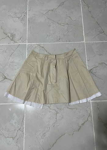 Bej Pilili Midi Mini Etek