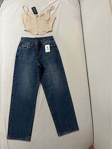 38 Beden mavi Renk Straight pantolon