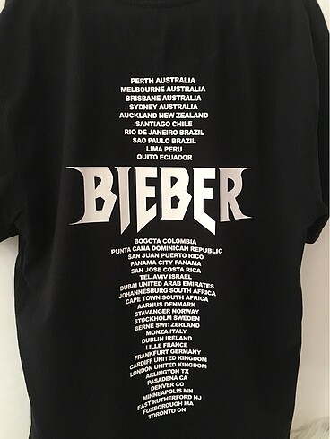 s Beden siyah Renk H&M Justin Bieber Koleksiyon Tshirt