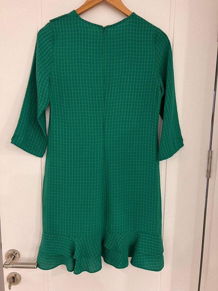 Yeşil koton elbise - Görsel 4