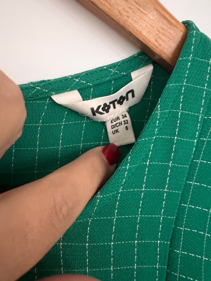 Yeşil koton elbise - Görsel 2