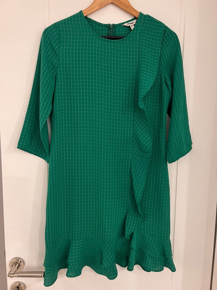 Yeşil koton elbise - Görsel 3