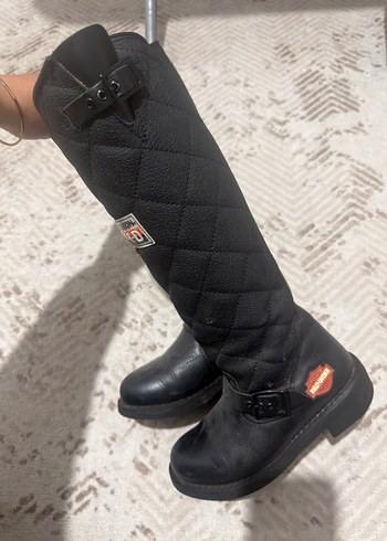 Harley Davidson Siyah Kapitone Uzun Cizme