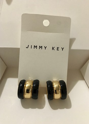 JIMMY KEY Parlak Siyah Mini Küpe