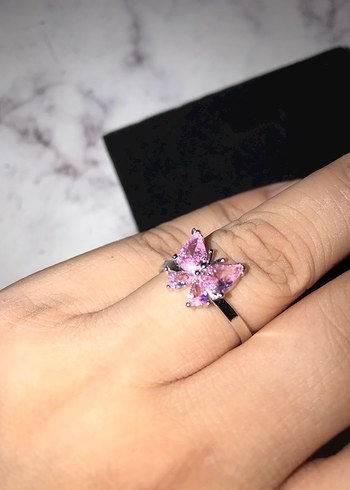 Pembe Taşlı Kelebek Yüzük