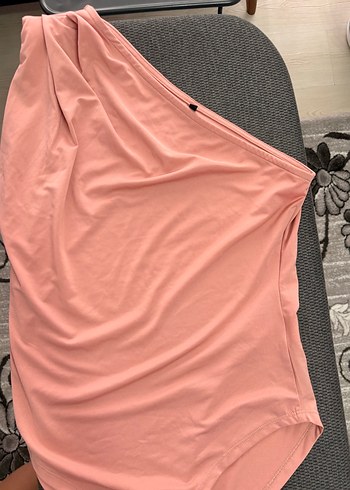 Pembe Drapeli Tek Omuzlu Kadın Mayo - Görsel 2